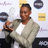 Little Simz with her MOBO Award for Best Hip-Hop Act.