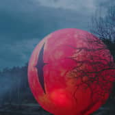 The giant orange 'eye' has appeared is the latest Alton Towers promo for a new ride launch.