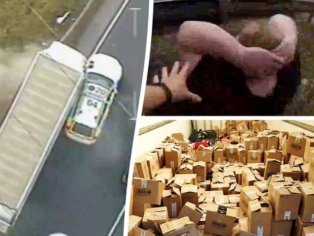 Thieves who stole £90,000 of premium booze from a gin distillery were chased by police and caught in a dramatic stop on the M42 near Birmingham.
Picture: SWNS