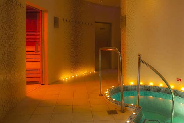 The Titanic Spa plungepool, and the saunarium to the left