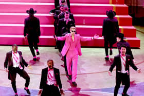 Ncuti Gatwa, Kingsley Ben-Adir, Ryan Gosling and Simu Liu perform "I'm Just Ken" onstage during the 96th Annual Academy Awards at Dolby Theatre on March 10, 2024 in Hollywood, California. (Photo by Kevin Winter/Getty Images)