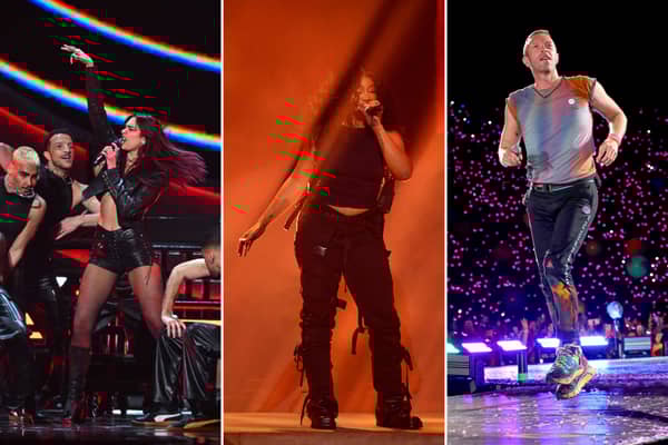 Dua Lipa, Sza and Coldplay will headline Glastonbury 2024. Images: Getty