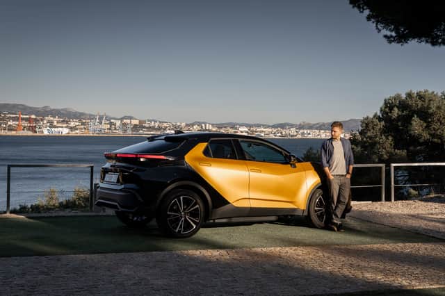 Scotsman writer Steven Chisholm with a Toyota C-HR with Marseilles in the background. Credit: Simon Thompson/Toyota