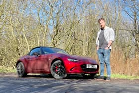 Steven Chisholm with the Mazda MX-5 near Almondell & Calderwood Country Park, West Lothian. Credit: Steven Chisholm