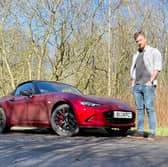 Steven Chisholm with the Mazda MX-5 near Almondell & Calderwood Country Park, West Lothian. Credit: Steven Chisholm