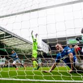 Rangers' Clint Hill bags the 87th minute leveller against Celtic in 2017. Cr. SNS Group.