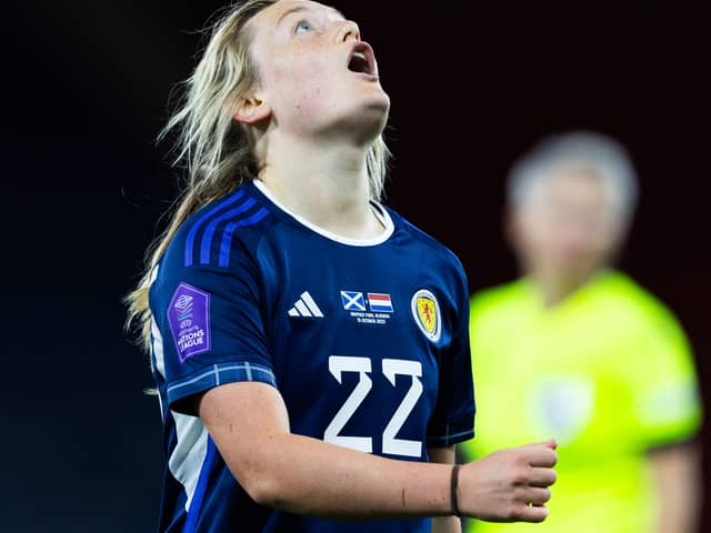Erin Cuthbert has cut a frustrated figure for Scotland. Cr. SNS Group.