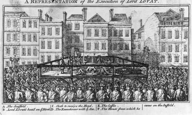 Simon Fraser, Lord Lovat being executed on Tower Hill, London.