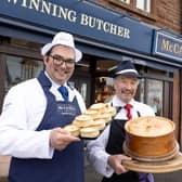 Butcher Nigel Ovens (left) owner of McCaskies in Wemyss Bay who has bought the recipes, brand and intelectual property of World Scotch Pie Champion  Alan Pirie of James Pirie & Son Newtyle, Angus 