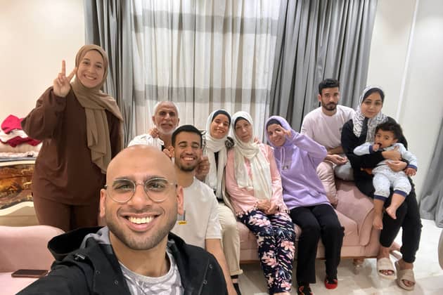 Dr Malaka Shwaikh (far left) and her family after reuniting in Egypt