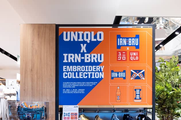 Uniqlo will embroider various Irn-Bru logos onto purchases until the end of May in Edinburgh. 