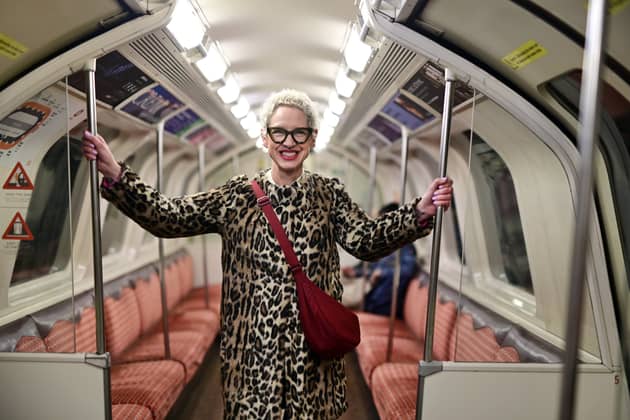 Anna Campbell-Jones in a Glasgow Subway carriage whose interior she helped to design. (Photo by John Devlin/The Scotsman)