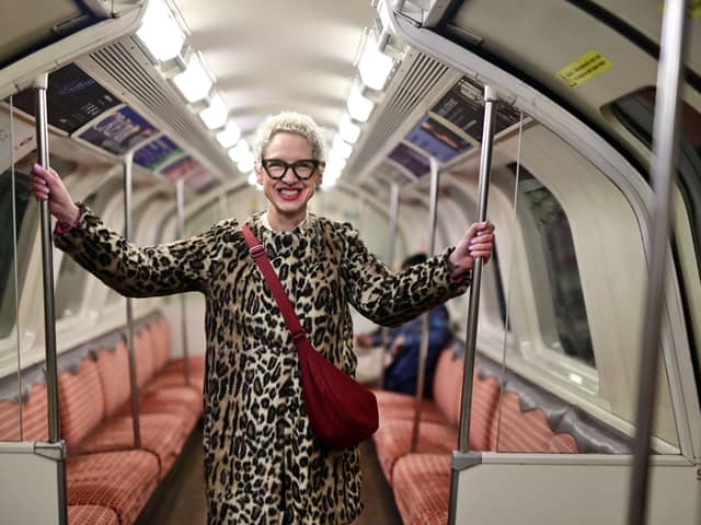 Anna Campbell-Jones in a Glasgow Subway carriage whose interior she helped to design. (Photo by John Devlin/The Scotsman)