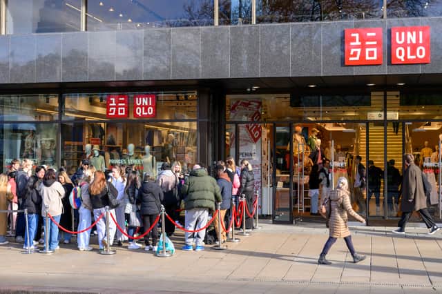 Shoppers queuing for the opening of Uniqlo Edinburgh. 