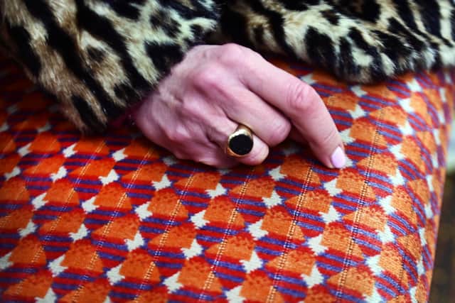 Detail of the moquette in the old Glasgow Subway carriages. (Photo by John Devlin/The Scotsman)