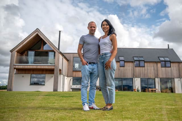 Craig and Maria, outside their home, Casa Barra