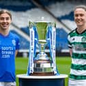 Rangers' Nicola Docherty and Celtic's Kelly Clark during the Scottish Gas Women's Scottish Cup Semi-Final press conference. Cr. SNS Group.