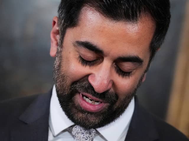 First Minister Humza Yousaf announces his resignation during a press conference at Bute House, his official residence in Edinburgh. Picture: Andrew Milligan/PA Wire