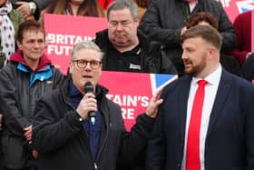 UK Labour leader Sir Keir Starmer with Chris Webb, who won the Blackpool South by-election for the Labour Party. Image: Peter Byrne/Press Association