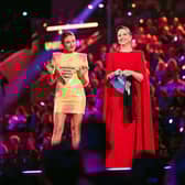 The hosts of Eurovision 2024 during the second semi-final. Image: 