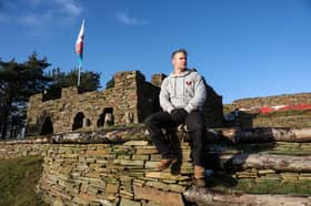 Mikey Allen at his 'therapy' castle in the Sirhowy Valley, South Wales.