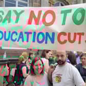 Teacher cuts protest