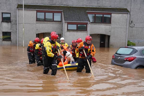 Rescue mission underway after Brechin, in Angus, was flooded during Storm Babet last year 