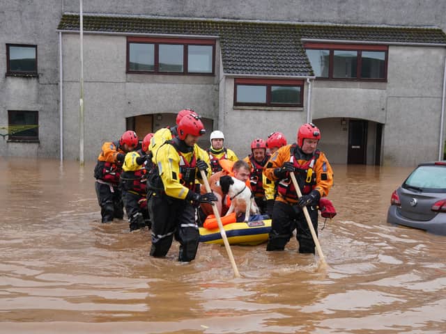 Rescue mission underway after Brechin, in Angus, was flooded during Storm Babet last year 