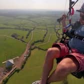 Tom McMeakin and his view from a paraglider of the Pyramid stage at the Glastonbury Festival site.