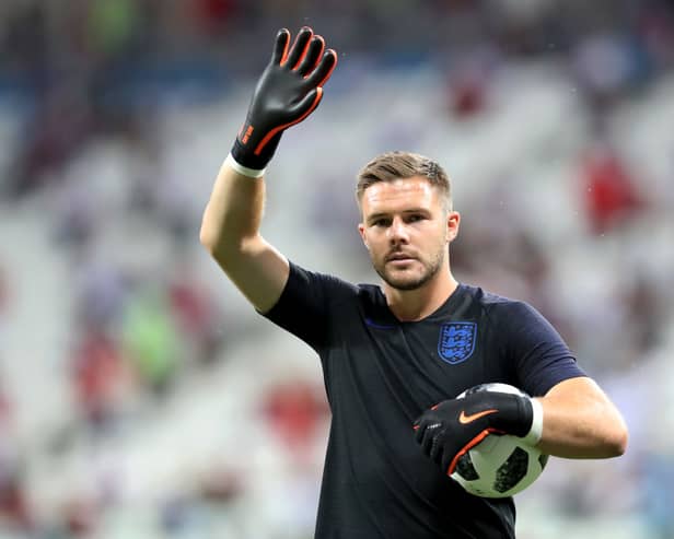 Jack Butland in action for England. Cr. Getty Images.