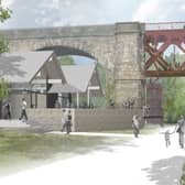 The proposed Forth Bridge Experience centre at the south end of the bridge. (Photo by Network Rail Scotland)