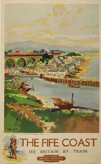 A British Railways poster from c1950 showing Largo Bay by Frank Henry Mason. (Photo by Andrew Hajducki/Levenmouth Rail Campaign)