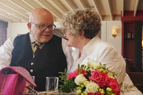 David Muir and Julie Flint-Muir, from Hull, who tied the knot in Gretna Green after being together for 30 years. Picture: Katharine Hay