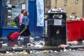 Overflowing bins on Edinburgh's Royal Mile in August 2022. Picture: Katielee Arrowsmith/SWNS