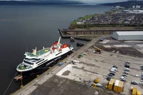 Glen Sannox being completed at the Inchgreen dock in Greenock in April. (Photo by John Devlin/The Scotsman)