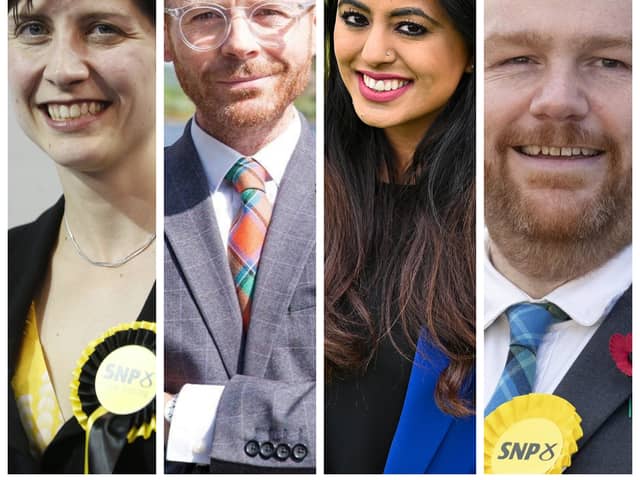 Some of the SNP MPs who face a battle to hold onto their seats (from left to right) Alison Thewliss, Martin Docherty-Hughes, Anum Qaisar, Owen Thompson