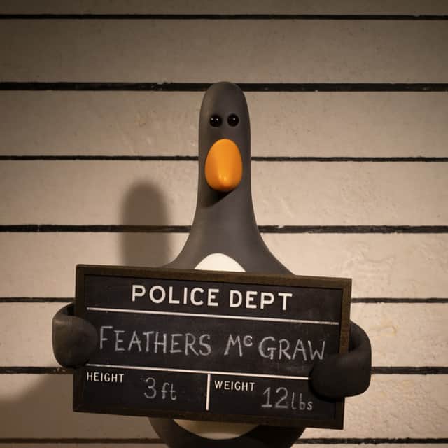 Feathers McGraw, the penguin supervillain who will return in in Vengeance Most Fowl.