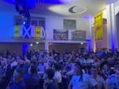 Scotland fans take in the party at an old post office in Munich.