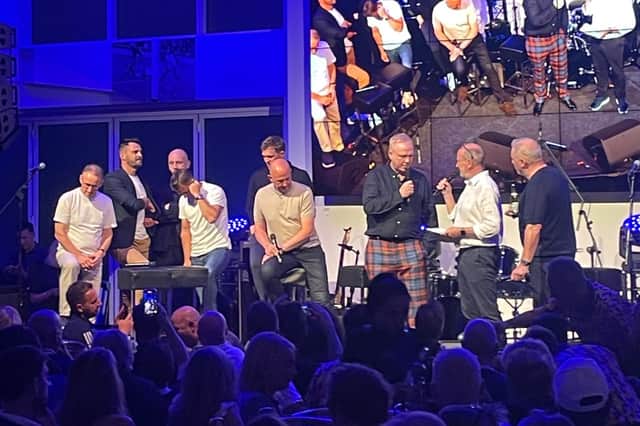 Alex McLeish and Ally McCoist take the stage at the event