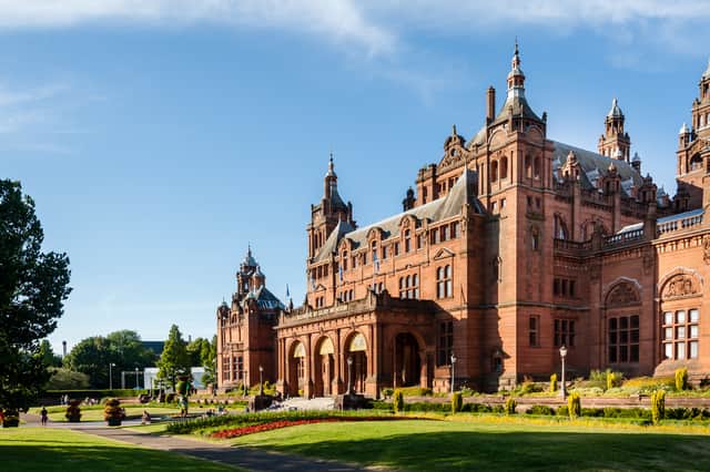 Kelvingrove Art Gallery and Museum is another of Scotland's most interesting buildings. Built in 1901 to replace the original Kelvingrove House, it was designed by Sir John W. Simpson and E.J. Milner Allen in a Spanish Baroque style though with Locharbriggs red sandstone.