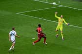 Breel Embolo lifts the ball over Peter Gulacsi to make it 3-1 to the Swiss.