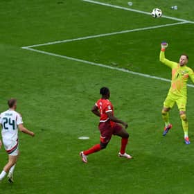 Breel Embolo lifts the ball over Peter Gulacsi to make it 3-1 to the Swiss.