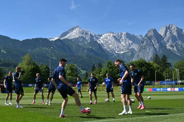 Scotland's players attend a MD-1 training session at the team's base camp in Garmisch-Partenkirchen.