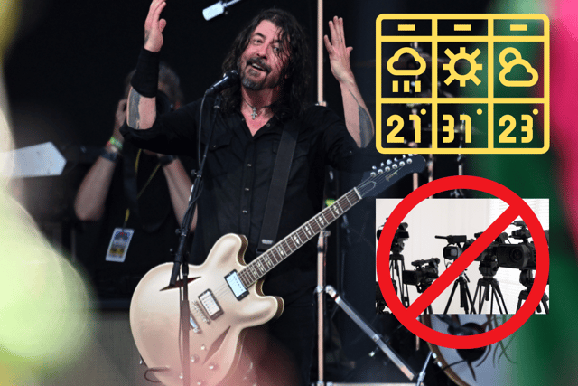 As Foo Fighters embark on their first of two London shows tomorrow (June 20 2024), what is the weather going to be like around the London Stadium, and what should you not be bringing with you to see Dave Grohl and company? (Credit: Getty Images/Canva)