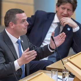 Scottish Conservative leader Douglas Ross during First Minister's Questions at the Scottish Parliament. Picture: Jane Barlow/PA Wire 