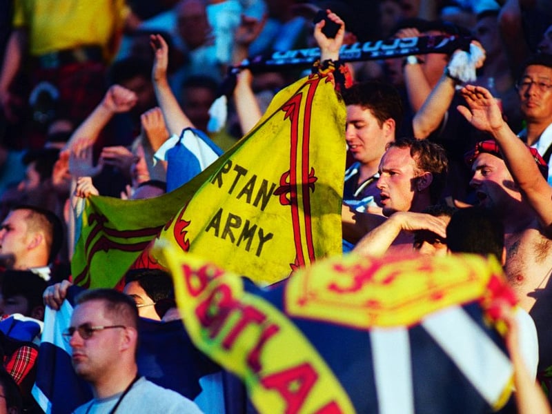 The Rampant Lion is raised ahead of the game against Morocco.