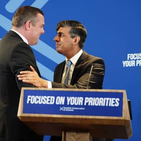 Scottish Conservative leader Douglas Ross (left) and Prime Minister Rishi Sunak during the launch of the Scottish Conservative party's general election manifesto at the Apex Grassmarket Hotel in Edinburgh. Picture: Jane Barlow/PA Wire