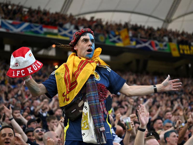 The emotion is all over this Scotland fan's face.