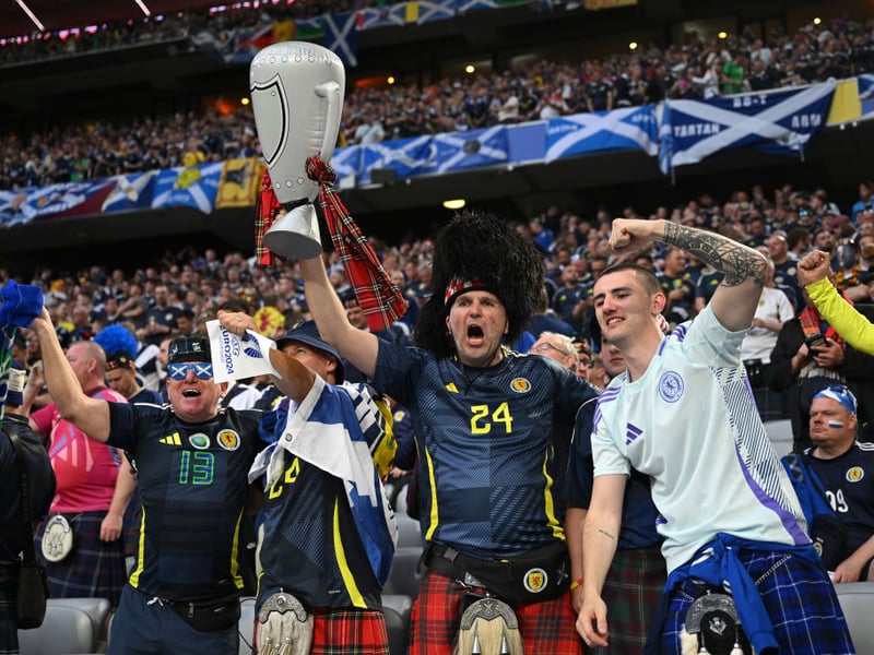 Fans of Scotland enjoy the pre-match atmosphere prior to the UEFA EURO 2024 group stage match between Germany and Scotland.