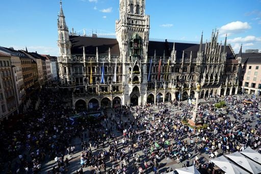 A general view of Scotland and Germany fans at Marienplatz in Munich, Germany.